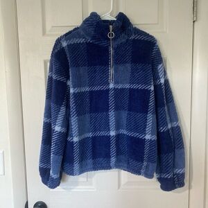 Blue Plaid Fleece Pullover
